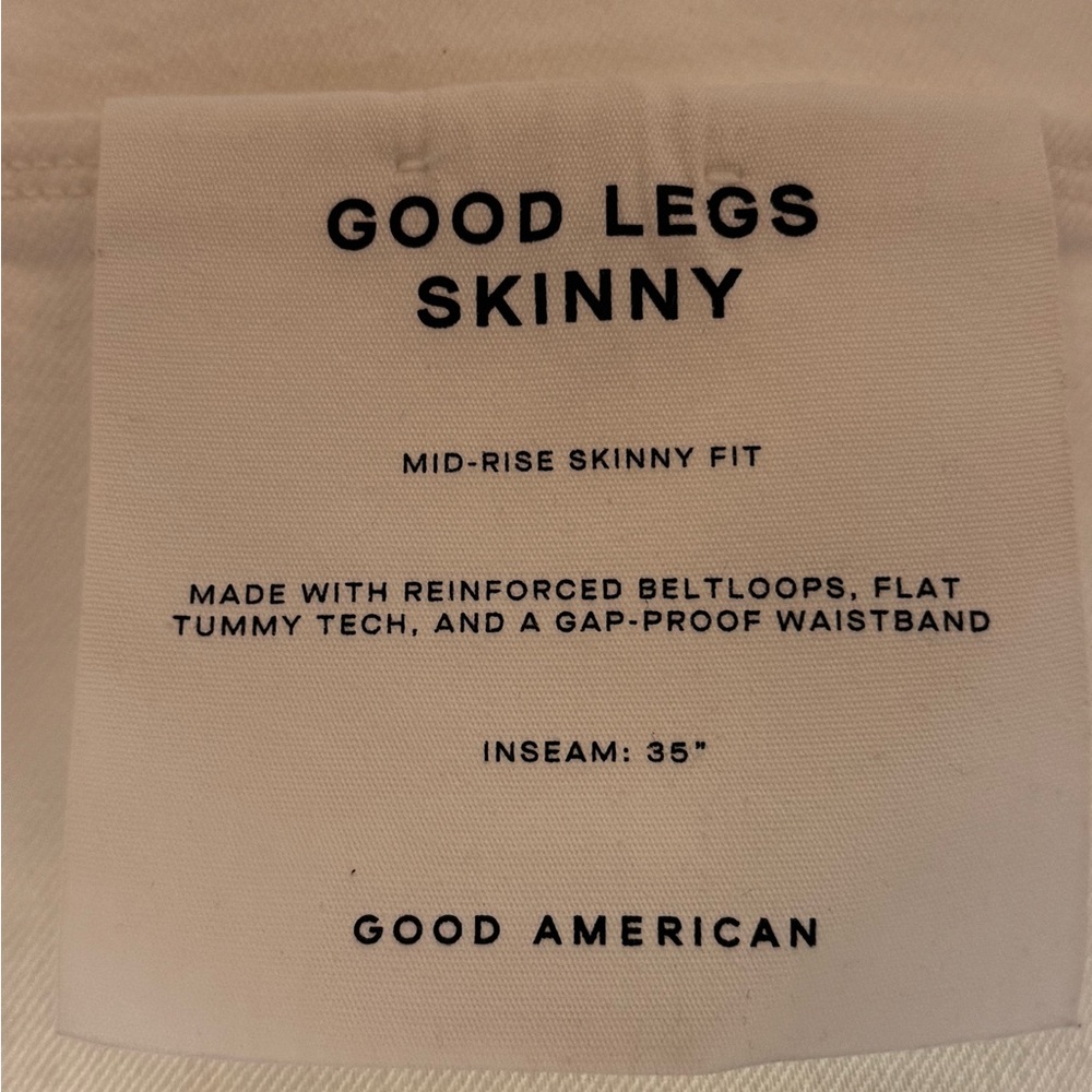 Women’s Good American tall plus white jeans, size 16T, skinny fit